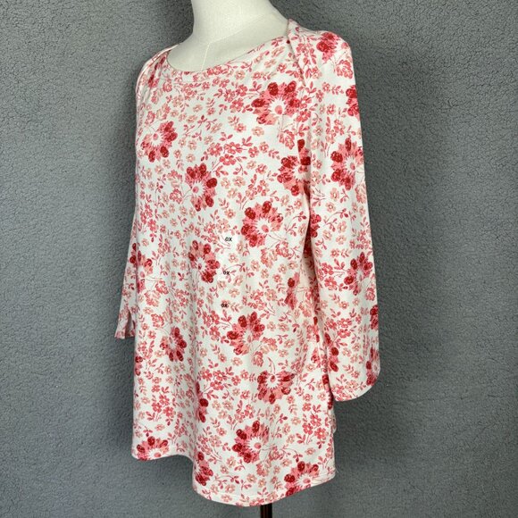 Style & Co Women's Floral Supima Cotton 3/4 Sleeve Top 0X Multicolor NWT's. - Picture 4 of 8